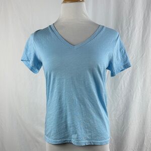 J. Crew Light Blue V-Neck Slub Cotton Short Sleeve Tee